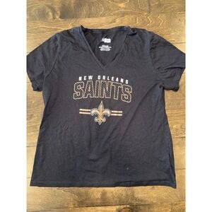 NFL New Orleans‎ Saints Black V-Neck Womens T-Shirt XXL NWT